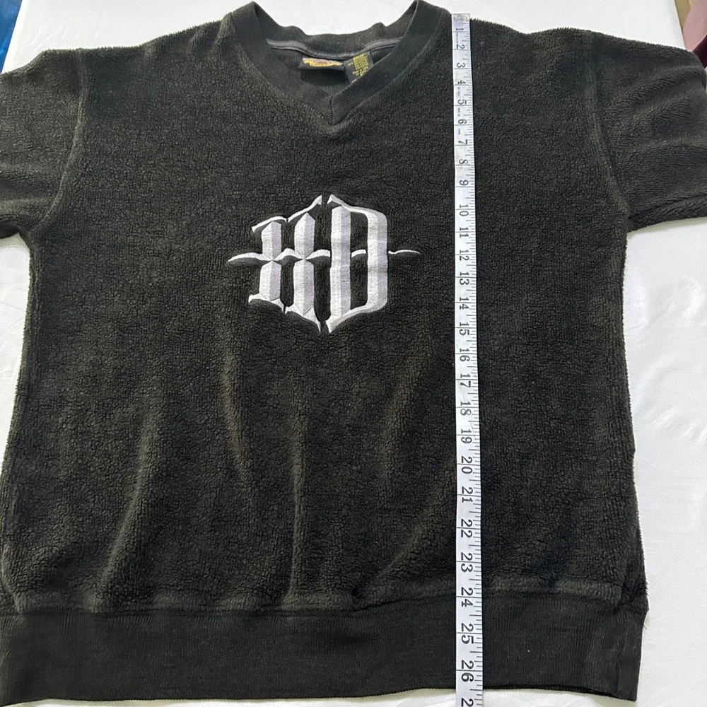 VTG Harley Davidson Fleece Pullover Men M Black Embroidered HD‎ Biker Moto USA